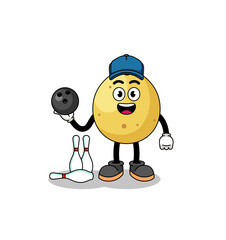 Mascot of langsat as a bowling player