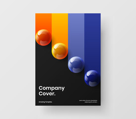 Clean brochure A4 vector design layout. Modern 3D spheres corporate identity template.
