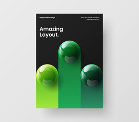 Fresh realistic spheres book cover layout. Amazing corporate identity A4 vector design concept.