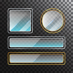 Template glossy transparent glass label and button