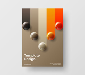Clean 3D balls flyer layout. Premium book cover A4 vector design template.