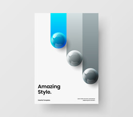 Abstract corporate cover design vector template. Amazing realistic spheres annual report illustration.