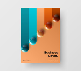 Minimalistic realistic spheres handbill template. Multicolored book cover A4 vector design illustration.
