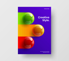 Abstract journal cover A4 vector design template. Trendy realistic balls corporate identity illustration.