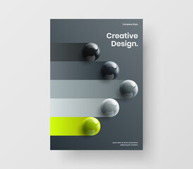 Vivid realistic spheres corporate cover layout. Isolated placard A4 design vector template.