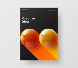 Geometric corporate cover design vector layout. Creative realistic balls brochure concept.