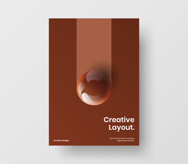 Clean realistic spheres leaflet layout. Abstract annual report design vector concept.