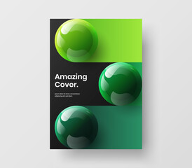 Bright realistic balls corporate brochure layout. Multicolored booklet vector design template.