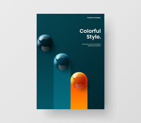 Simple banner design vector concept. Fresh 3D spheres magazine cover template.