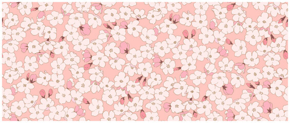 桜の花のシームレスなパターン手描き
