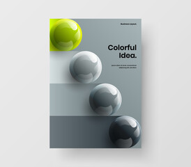 Trendy company brochure vector design concept. Isolated realistic balls leaflet template.