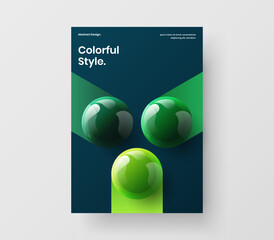 Geometric poster A4 design vector concept. Modern realistic spheres catalog cover illustration.