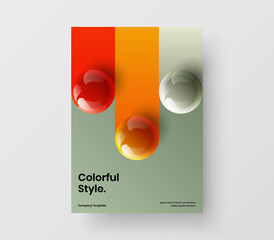 Original realistic spheres annual report illustration. Simple corporate cover vector design layout.