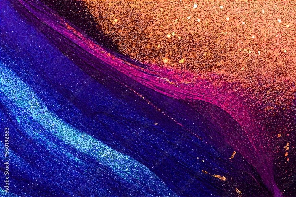 Poster a close up of a colorful background with a blue and purple pattern on it's surface and a yellow and 