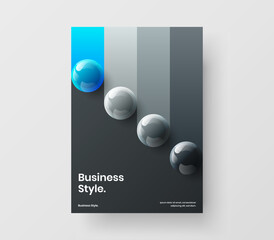 Isolated company identity design vector layout. Trendy 3D spheres placard illustration.