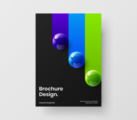 Fresh company cover A4 vector design layout. Minimalistic 3D spheres presentation template.