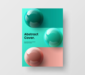 Fresh 3D spheres company cover illustration. Modern placard A4 design vector template.