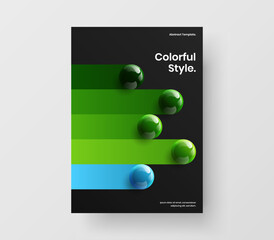 Simple company cover design vector layout. Trendy 3D spheres booklet illustration.