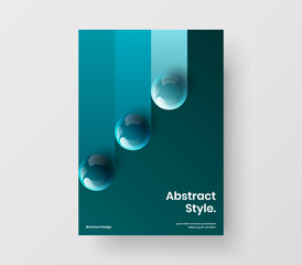Clean flyer A4 vector design concept. Amazing 3D balls company brochure layout.