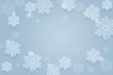 Fototapeta na wymiar 雪の結晶と光がキラキラ輝く背景イラスト