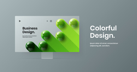 Clean site vector design concept. Abstract monitor mockup banner illustration.