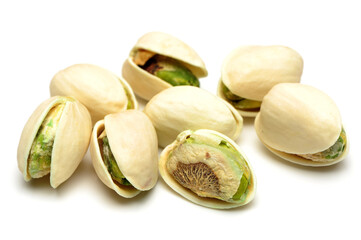 Pistachios on a white background