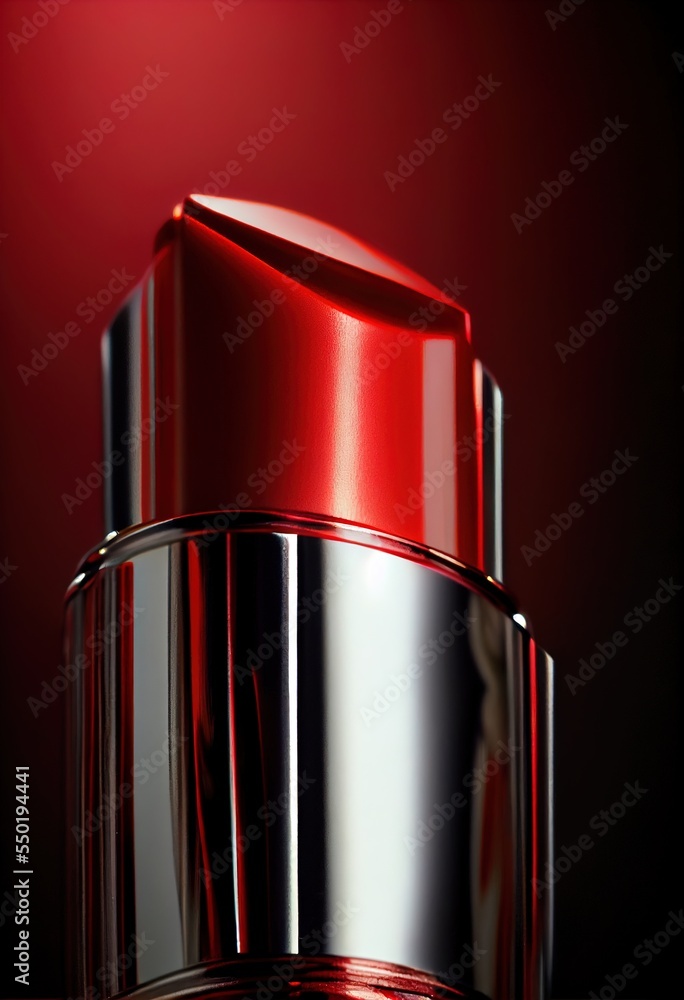 Poster a red metallic container with a black background and a red background behind it and a red background