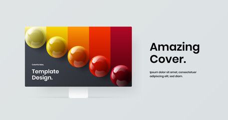 Colorful website screen vector design concept. Premium computer monitor mockup landing page illustration.