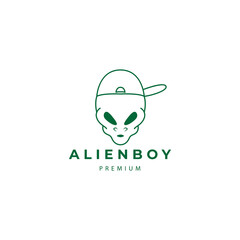 alien face wearing hat logo design vector icon illustration