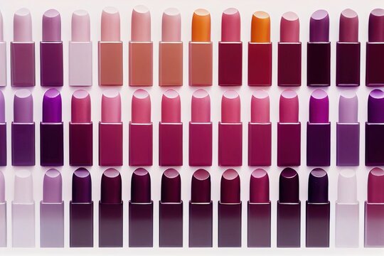  a wall of lipsticks with different shades of lipstick on them. Generative AI
