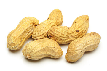 Peanuts on white background