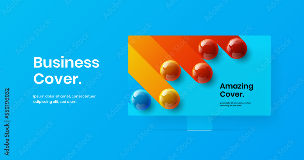 Wall mural bright site screen design vector layout. vivid monitor mockup web project concept.