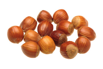 Hazelnuts on white background