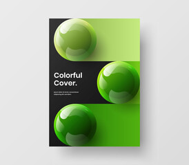 Simple 3D spheres journal cover illustration. Trendy poster vector design concept.