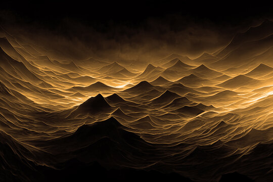 Gold yellow background texture, wavy silky black, golden and brownish shades of colors beautiful, hot and flowing design
