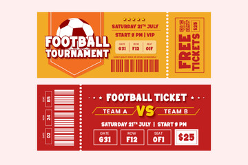 Football tournament, sport event ticket design template easy to customize simple and elegant design
