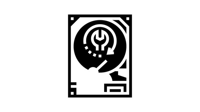 hard drive data recovery glyph icon animation