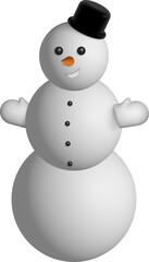 Isolated snowman on a transparent background.