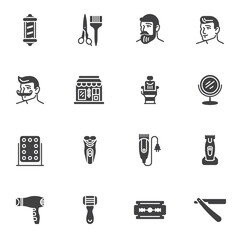 Barber shop elements vector icons set