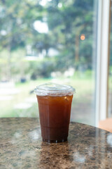 americano coffee on table in coffee shop