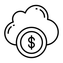 Online money, dollar with cloud vector icon in trendy style