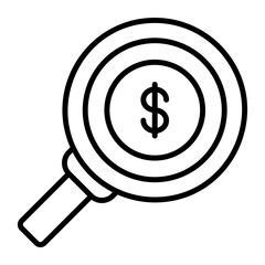 Dollar under Magnifying glass searching finance icon, business search icon