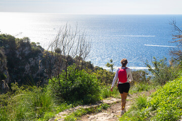 hiker on a path of the Amalfi coast