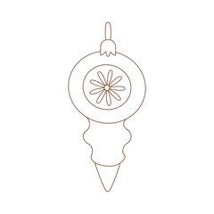 Coloring page outline of Christmas  toy. Outlined Christmas fir-tree bauble. Coloring vector book antistress for adult and kids.