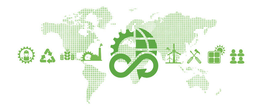 circular economy icons on white background	