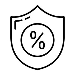 Discount sign inside security shield vector icon