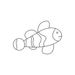 Cartoon character fish isolated on white background. 