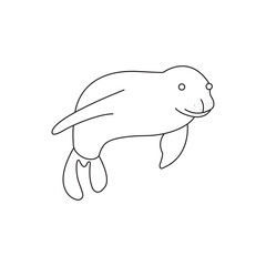 Cartoon animals. Little cute otter isolated on white background. 