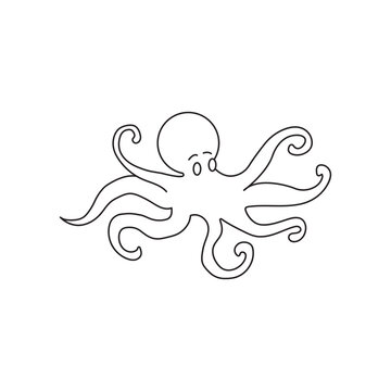  Cute octopus cartoon vector isolated on white background.