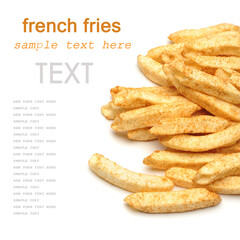 french fries on white background 